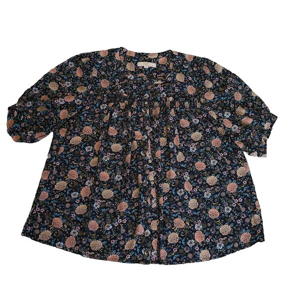 LOFT dark Floral Blouse – Size 16 romantic goth flowy whimsigoth workwear office - Picture 1 of 11